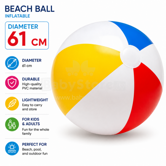 I-Toys Beach Ball Art.176810 Яркий надувной пляжный мяч 61 см