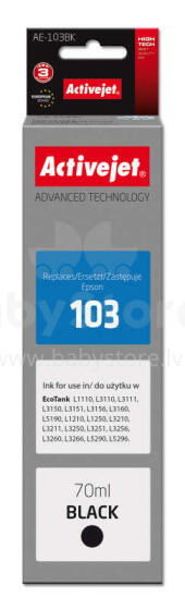 Activejet AE-103Bk tinte (Epson 103 C13T00S14A nomaiņa; Supreme; 70 ml; melna)