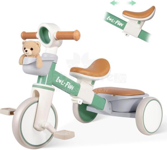 LOL-FUN  Balance Bike Tricycle Art.202896 A children's balance bike for children from 1 year old, adjustable, with a basket and removable pedals.