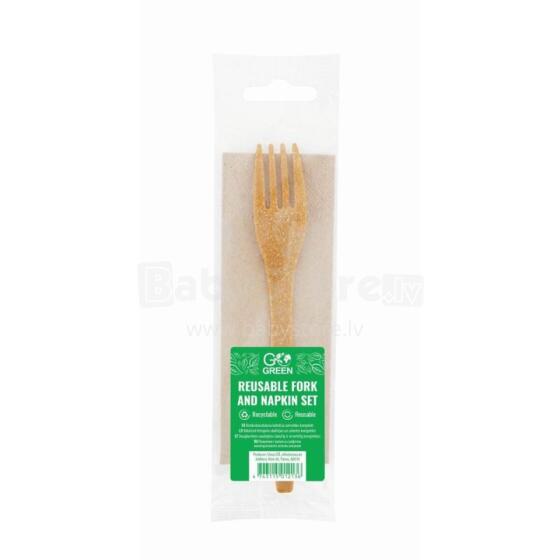 Reusable fork and napkin set Go Green