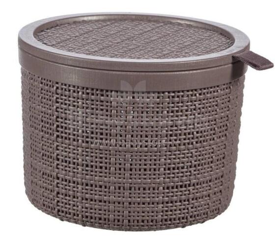 Basket with lid Jute round 2L &Oslash;17x13cm purple-brown