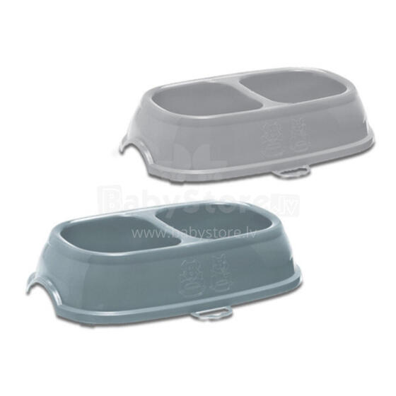Feed bowl Break 11 0,4+0,4L 28x17x6cm assorted grey/blue