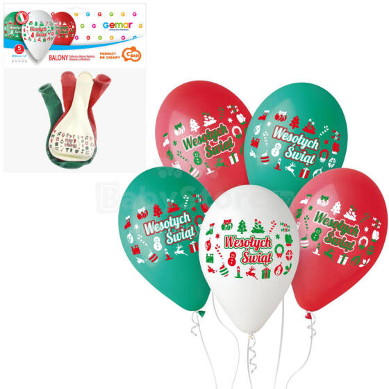 BALONY WESOŁYCH ŚWIĄT 12  5 SZTUK