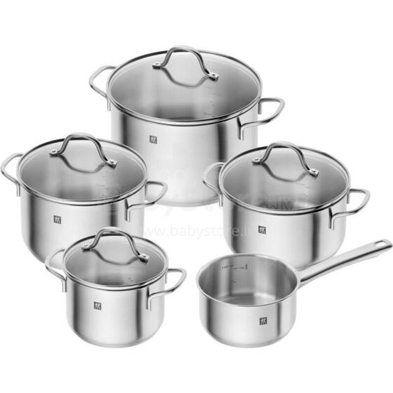 Набор кастрюль Zwilling Flow Набор кастрюль, 5 шт., нержавеющая сталь 71030-000-0 710300000 (71030-000-0) bojāts iepakojums