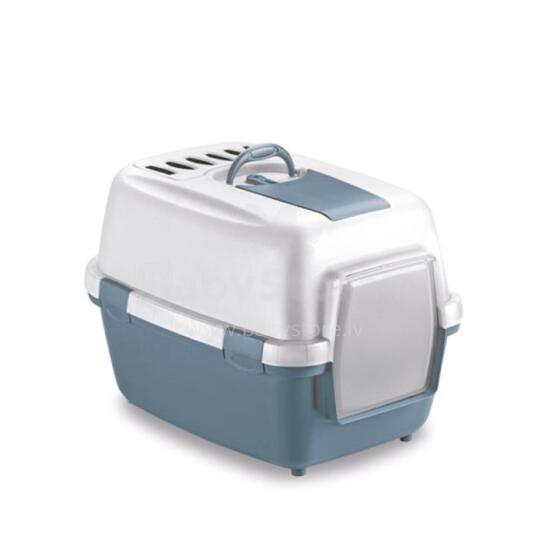 Closed cat toilet WivaCatt 55x40x40cm white/blue