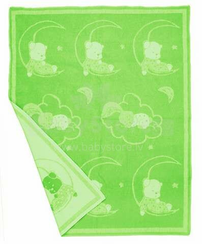 WOT ADXS Art.015 / 1036 Bears Green Aukštos kokybės vaikiška medvilninė antklodė (antklodė) 100x118 cm