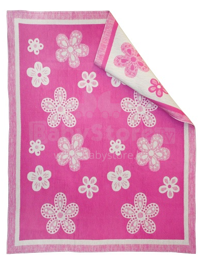 WOT ADXS Art.011 / 1085 Flowers Pink Aukštos kokybės vaikiška medvilninė antklodė (antklodė) 100x118 cm