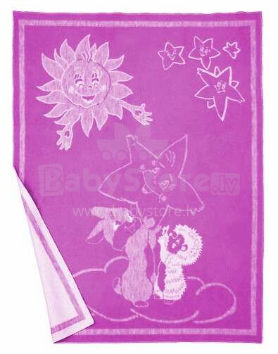 WOT ADXS Art.019/1026 Rabbit Purple  Augstvērtīga bērnu kokvilnas sedziņa (sega) 100x118 cm