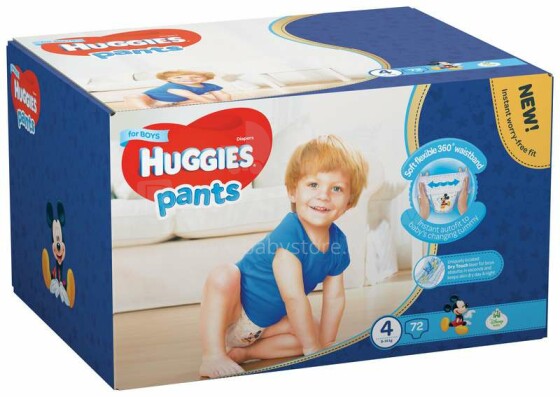 Huggies Pants S4 Art.41564104 Трусики-подгузники для мальчиков в коробке (9-14кг) 72шт.