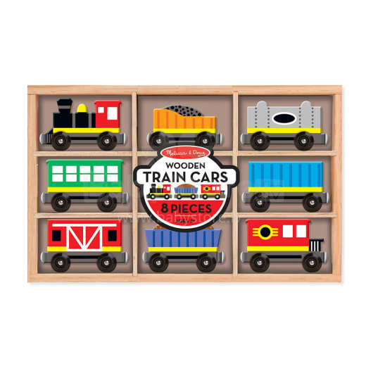 Melissa&Doug Train Cars Art.15186 Набор деревянных поездов намагнитах