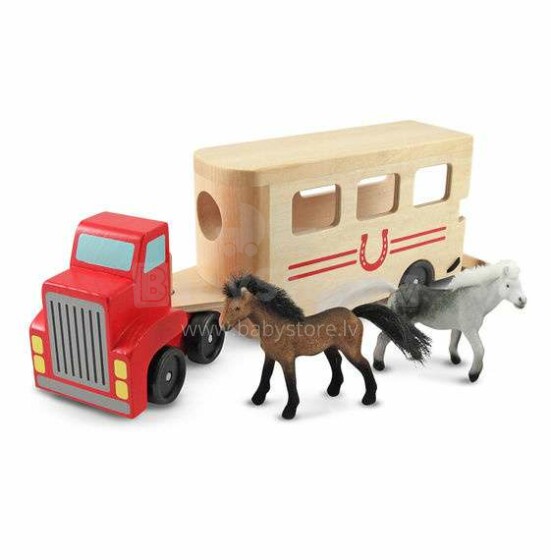 Melissa&Doug Horse Box Art.14097 Puidust hobustega treiler