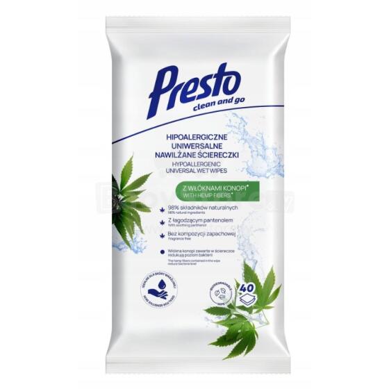 Wet wipes universal Eco with hemp 40 pcs.