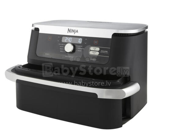 Ninja Air Fryer AF500EU Double 10,4L brīvi stāvošs 2470W karstā gaisa fritieris melns, nerūsējošais tērauds