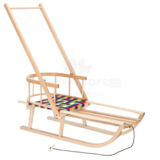 Bebe Basic Wood Sledge Art.SAN006 Wooden sled with backrest and seat and handle  90 x 32 cm