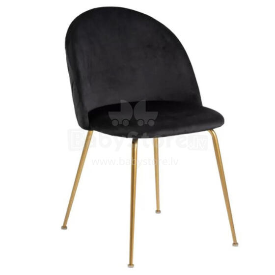 Krēsls LOUISE 49.5x54xH80.5cm misiņa/melns H000019698