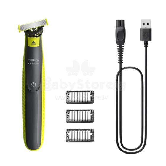 Jaunums! Akcija! PHILIPS OneBlade 360 skuveklis sejai, zaļš un pelēks ar 3 rugāju ķemmēm