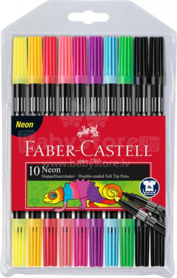 Double fibre-tip pen set 10x neon
