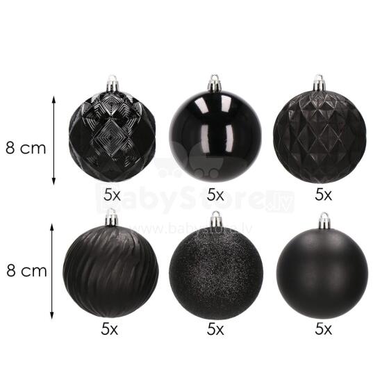 Christmas baubles Springos CA0877 30 pcs black 8 cm set