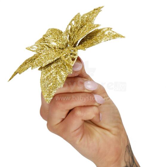 Bethlehem star, artificial poinsettia flower Springos CA1291 13 cm gold with glitter