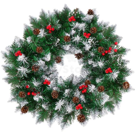 Christmas garland Springos CA1446 110 cm artificial garland with pinecones and rowan berries, green with frosted effect