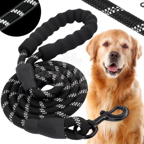 Dog leash Springos PA0332, training leash for dogs up to 50 kg, 5 m, black-white