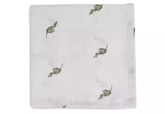 La bebe™ Muslin Mouth Cloth Stripe & Olive Leaf Green GOTS Art.537-848-66094