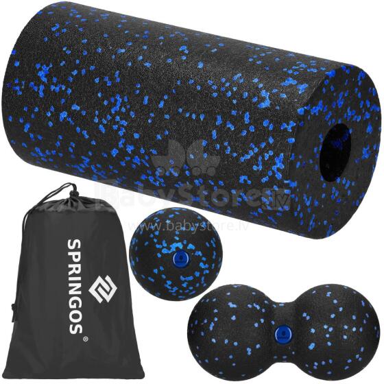 Massage Set 3-in-1: Foam Roller, Ball, Double Ball, Carry Bag Springos FR0025