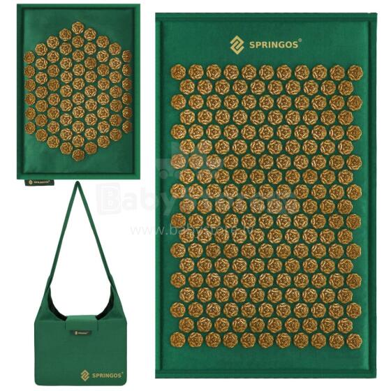 Acupressure mat with spikes, with a pillow, for massage, for pain, made of linen and coconut fiber Springos FA0154