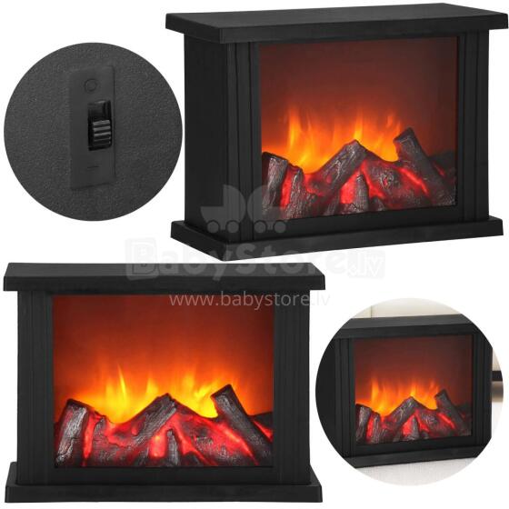 Battery-powered LED fireplace lamp decorative lighting, Springos CL0864 black