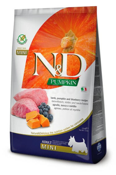 FARMINA N&amp;D GF ĶIRBJU SUNS LAMB&amp;BLUEBERRY ADULT MINI 2,5 kg