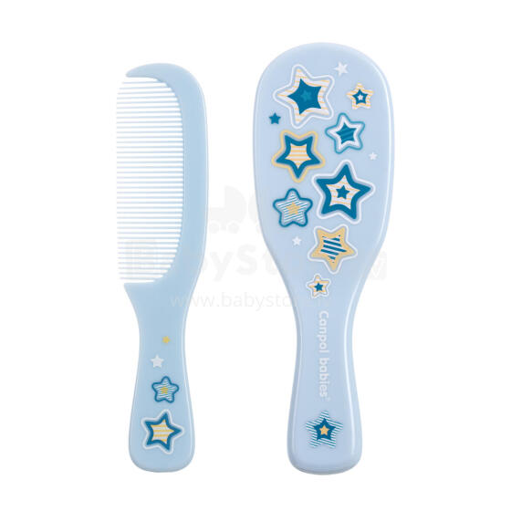 CANPOL BABIES soft brush with natural bristles and comb GOLD, blue, 7/406_blu2