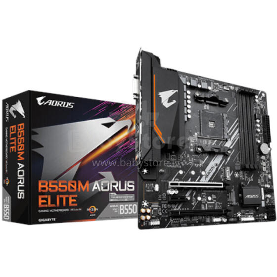 Gigabyte B550M AORUS ELITE 1.0 Processor family AMD, Processor socket AM4, DDR4 DIMM, Memory slots 4, Number of SATA connectors 4 x SATA 6Gb/s connectors, Chipset AMD B, Micro ATX