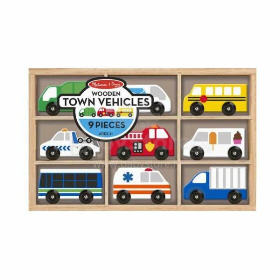 „Melissa & Doug Town Vehicles“ 1331 str. Medinių mašinų rinkinys