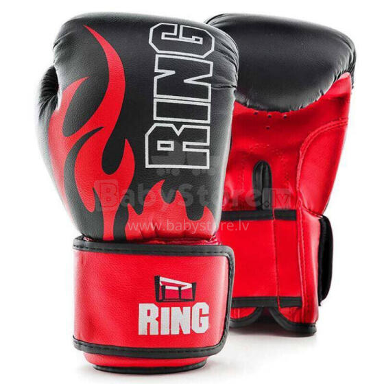 Boksa cimdi Ring Fire (RR-15) 6 oz, melni/sarkani