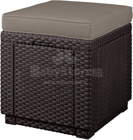 Garden chair/storage box Cube with cushion brown