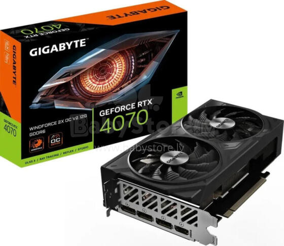 Видеокарта Gigabyte GeForce RTX 4070 Windforce 2X OC V2 12 ГБ GDDR6 (GV-N4070WF2OCV2-12GD)