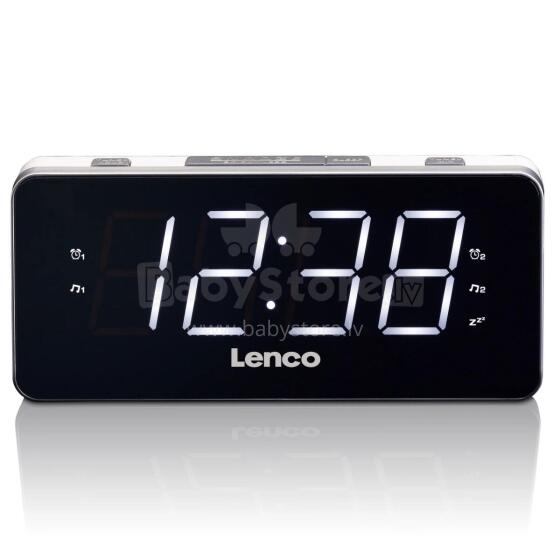 Jaunums! Lenco radio pulkstenis, ar lielu displeju, balts