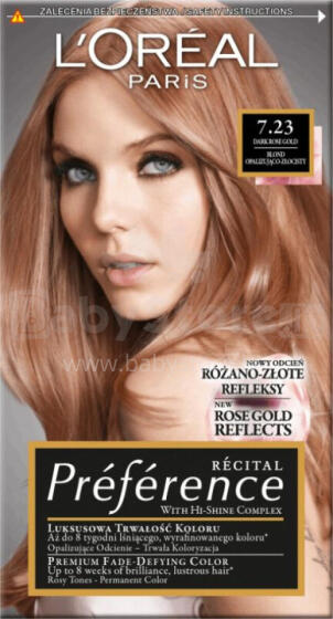 L'Oreal Paris Recital Preference matu krāsa 7.23 Rich Rose