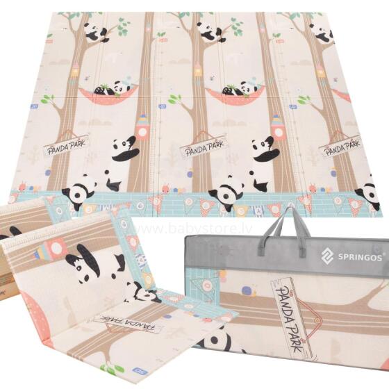 Double-sided foldable foam play mat for children Springos KM0023, 150x200 cm, animal design