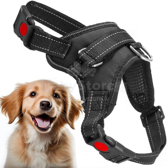 Adjustable dog harness Springos PA0304, size M, 19-35 kg, pressure-free, black