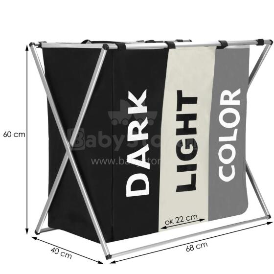 Foldable laundry basket with three compartments Springos HA0099 146 L black/beige/grey