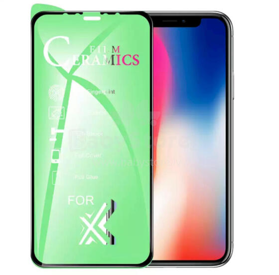 GoodBuy Clear Ceramic Glass aizsargstikls pilnam ekrānam Apple iPhone 13 | 13 Pro melns