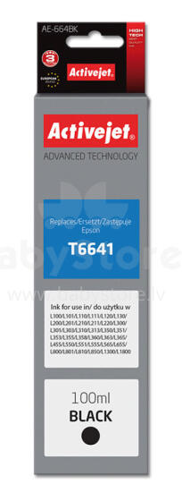 Activejet AE-664Bk tinte Epson printerim, Epson T6641 nomaiņa; Augstākā; 100 ml; melns