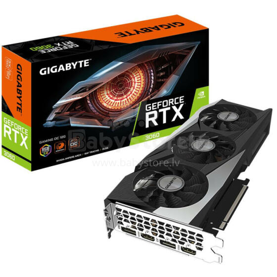 Graphics Card GIGABYTE NVIDIA GeForce RTX 3060 12 GB 192 bit PCIE 4.0 16x GDDR6 Memory 15000 MHz GPU 1837 MHz 2xHDMI 2xDisplayPort N3060GAMINGOC-12GD2.0