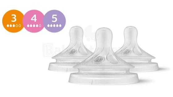 Jaunums! Philips Avent Natural  Response  barošanas pudeļu silikona knupīšu komplekts (3 gab.)