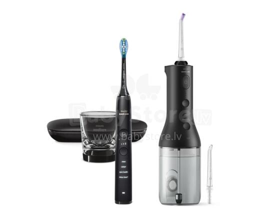 Jaunums! Akcija! Philips Sonicare Cordless Power Flosser DiamondClean 9000 mutes dobuma irrigators, melns
