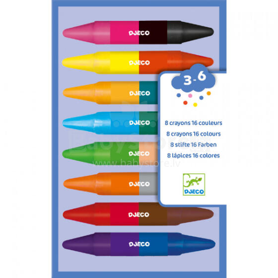 Colours - 8 double-end wax crayons