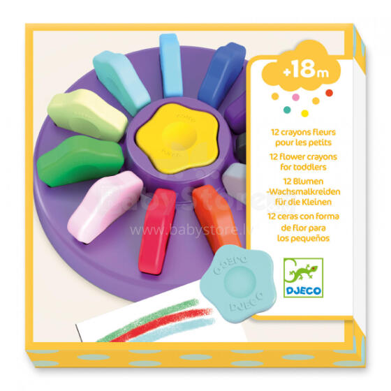 Colours - 12 flower crayons for toddlers