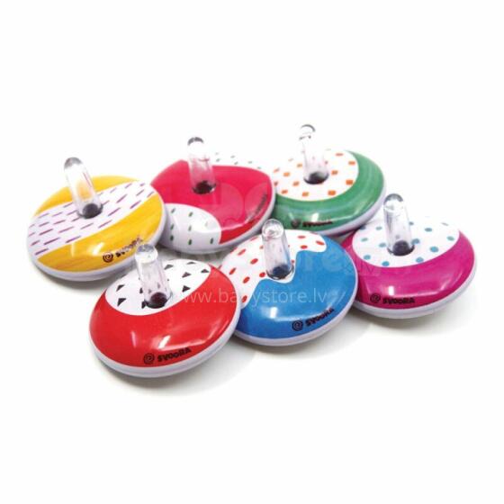 Svoora - Mini Retro Spinning Tin Top - Rainbow (1 pc., 6 designs)