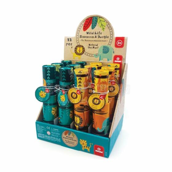 Svoora - Large Tin Telescopic Kaleidoscopes - Wild Life (Full display, 12 pcs (6 pcs each design))